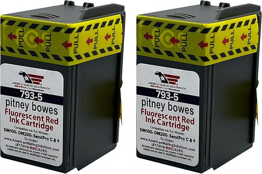 AMERICAN MAILING SOLUTIONS INC. | 2-Pack | PB 793-5 Replacement Red Fluorescent Ink Cartridge for Postage Meters DM100i, DM125i, DM150i, DM175i, DM200L, DM225, SendPro 300, C200, C300, C400, C425