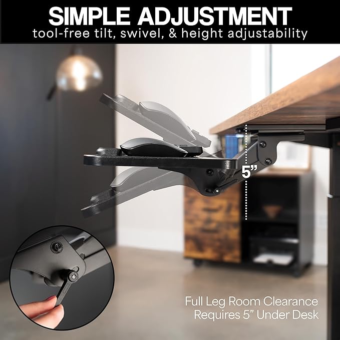 VIVO Adjustable Computer Keyboard and Mouse Platform Tray, Ergonomic Under Table Desk Mount Drawer Underdesk Shelf, Rustic Vintage Brown, MOUNT-KB03N