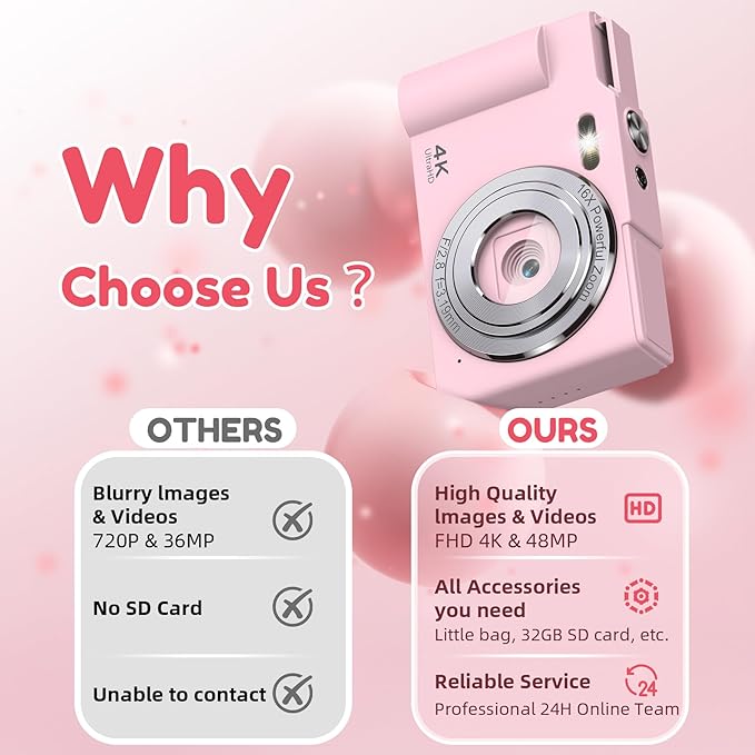 Digital Camera, FHD 4K Digital Point and Shoot Camera - Image 5
