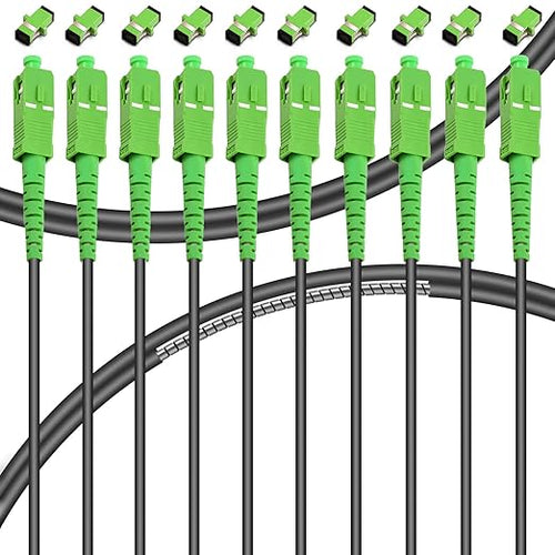 10-Pack - 20m SC/APC to SC/APC Fiber Optic Internet Cable, Armored Single Mode by Bangun