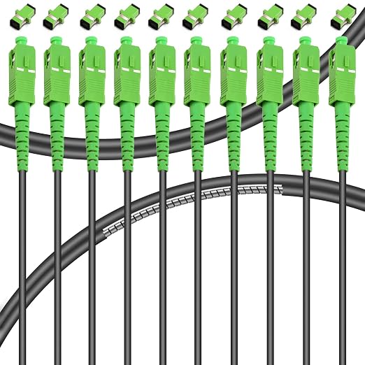 10-Pack - 3m SC/APC to SC/APC Fiber Optic Internet Cable, Armored Single Mode by Bangun