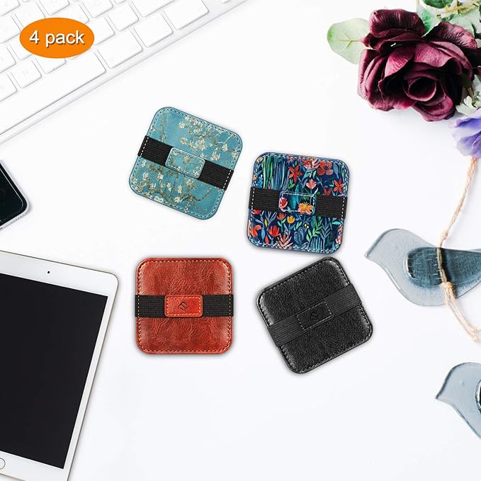 Fintie Screen Cleaning Pad, [4 Pack] Soft Cloth Wipes Screen Cleaner with Elastic Strap for iPad, iPhone, MacBook, Tablets, Laptop (Blossom)