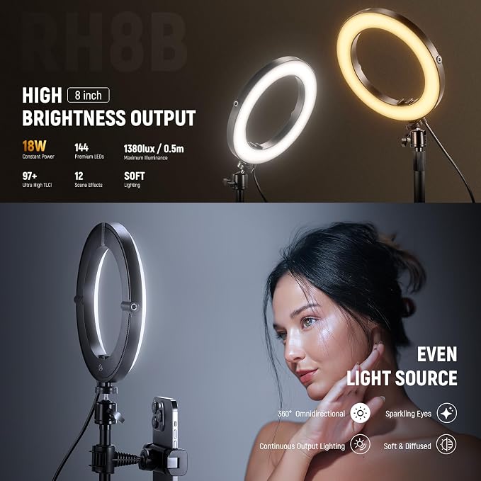 NEEWER 8" 18W High Power Desk Ring Light - Image 3