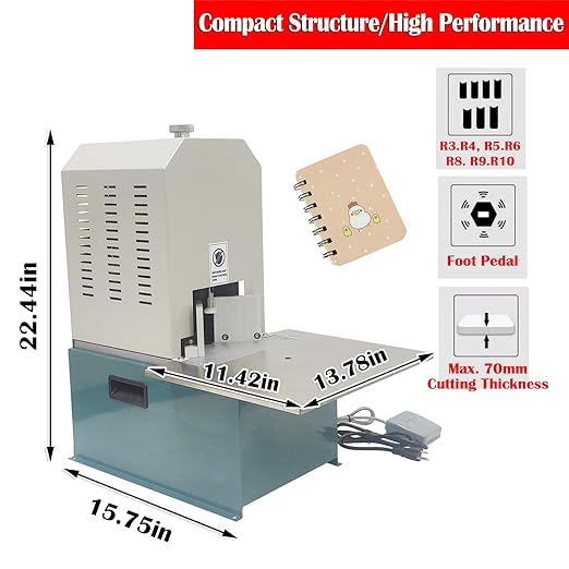 Eelectric Corner Rounder Cutter Machine, 180W Heavy Duty Paper Punch Cutter with R3 R4 R5 R6 R8 R9 R10 Seven Blades, Metal Corner Rounder Punch for Office Business Cardstock Plastic PVC