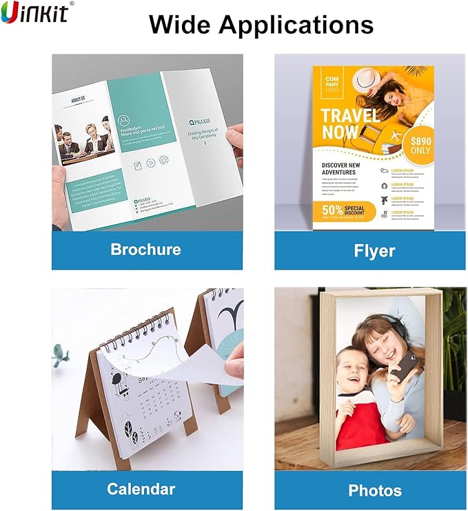 Uinkit 120 Sheets Presentation Paper Matte 8.5x11 Inkjet 48lb 180gsm Single Side Printable Photo for All Dye Ink Inkjet Printers