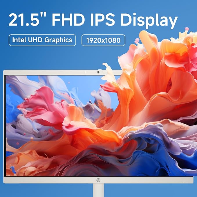 HP All in one Desktop Computer, 21.5" FHD Display, 32 GB RAM, 1 TB SSD, Intel Celeron J4025, Webcam, Intel UHD Graphics, Wi-Fi 6, Bluetooth, HDMI, Windows 11 Pro, Wired KB & Mouse, w/RH-Accessories