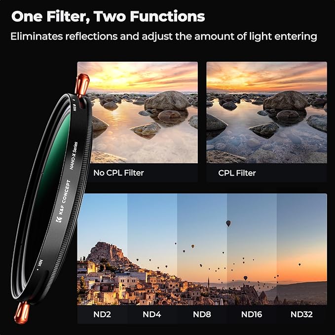 K&F CONCEPT 86mm Variable Fader ND2-ND32 ND Filter and CPL Circular Polarizing - Image 3