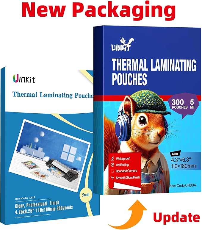 Uinkit 300Pack Thermal Laminating Pouches Card Size 4.3x6.3Inches 5Mil Thickness Laminating Sheets for Extra Protection Sealed 4x6 inches Photo Clear Glossy,Lamination Sheets Paper for Laminator