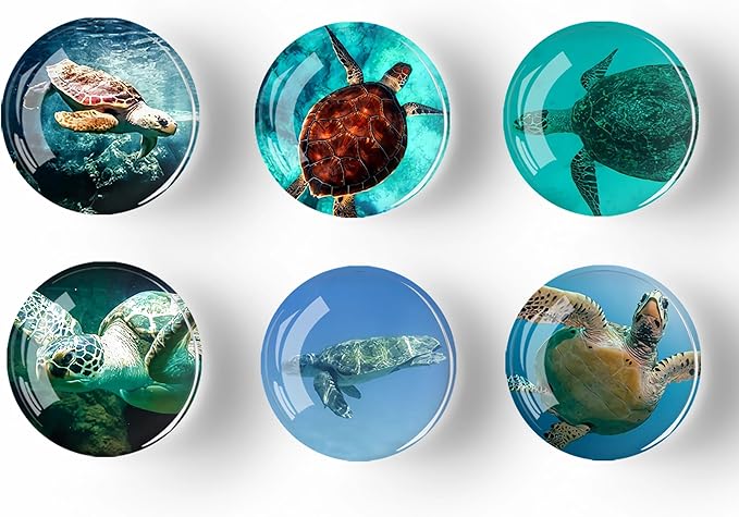 12Pcs Glass Refrigerator Magnet Fridge Sticker,Turtle Fridge Magnets Decoration for Crafts,Strong Fridge Magnets for Kitchen, School,Office Whiteboard, Cabinet and Dishwasher