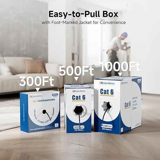 Cable Matters 10Gbps in-Wall Rated 23AWG Bare Copper Cat 6 Cable - 500ft - Image 7