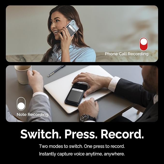 AI Voice Recorder, Note Voice Recorder w/Case, App Control, Transcribe & Summarize with AI Technology, Support 112 Languages, 64GB Memory, Audio Recorder for Lectures, Meetings, Calls, Silver