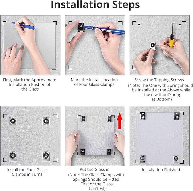 Glass Whiteboard 36x24 Magnetic Dry Erase White Board, Modern Tempered Glass Board for Wall, 3x2' Frameless Wall Hanging Mount Glassboard for Home Office School
