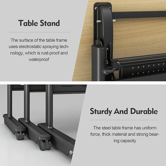 Foldable Conference Table, Folding Conference Room Table with Wheels, Modern Rectangle Flip Top Mobile Training Table for Office Room Classroom (2pack 63in)