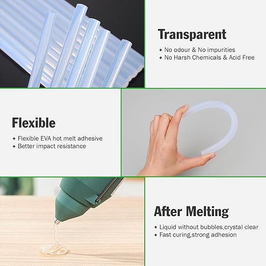 150 PCS Hot Glue Sticks, Full Size 8" Long x 0.43" Diameter Glue Sticks for Glue Gun, Widely Used in Wood, Metal, Glass, Plastic, Floral, Fabric, and More