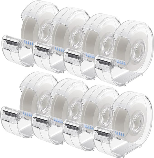 ALSISK Transparent Tape with Dispenser and Refills,Clear Tape for Home,School and Office Supplies,0.7x1000 Inch, 8 Pack