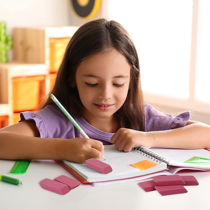 200 Pack Pink Erasers Bulk Latex-Free Soft Erasers Pencil Erasers for Kids Teachers and School and Office Supplies