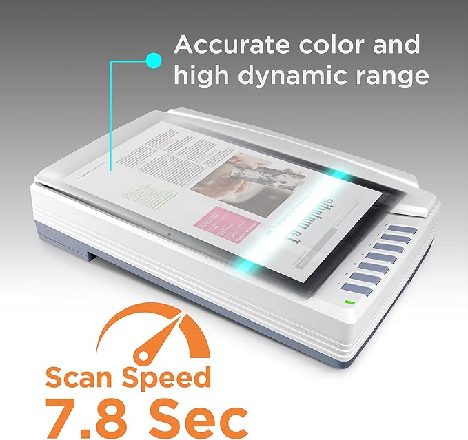 Plustek OpticPro A320E - A3 CCD Sensor Flatbed Scanner, 12" x 17" scan Area with 7.8 Second Speed. Windows,Mac, ICA & Twain Compliant.