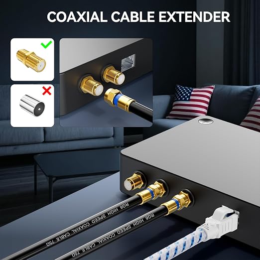 Coaxial Cable 3ft/6ft/10ft/15ft/25ft/50ft/60ft/75ft/100ft, RG6 Coax Cable - Image 4