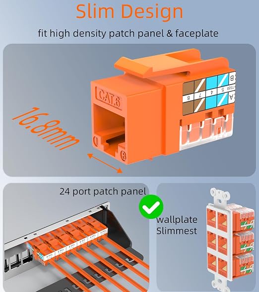 Rapink RJ45 Keystone Jack Cat6 10G Support, Keystone Jacks UTP 50 Pack - Image 2