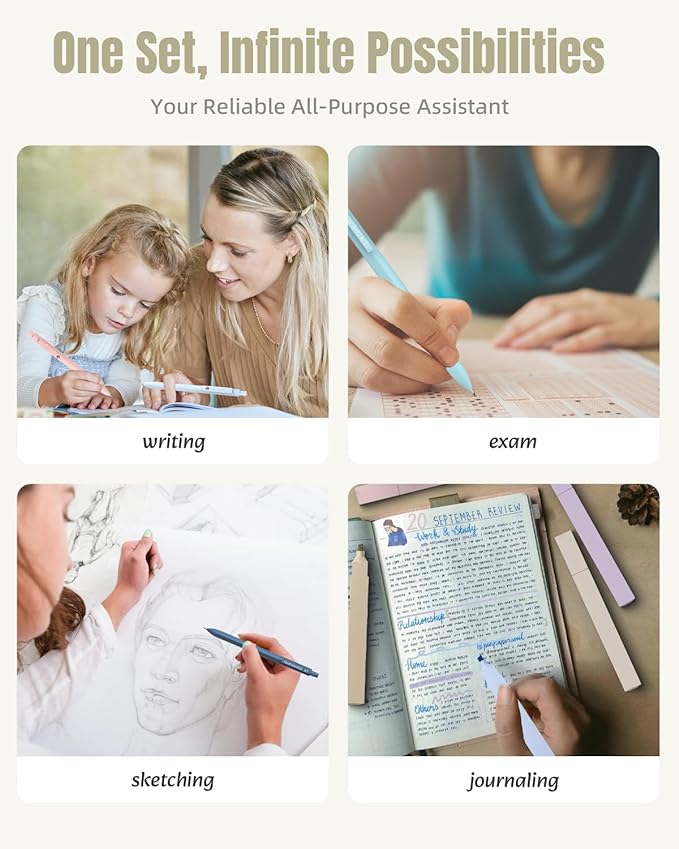 Four Candies 39 PCS Aesthetic School Supplies with Cute Pen Case, 12 Pastel Highlighters, 5 Black Ink Gel Pens, 6 Mechanical Pencils Set 0.5 & 0.7 mm for Students Stationary College Essentials (Pink)