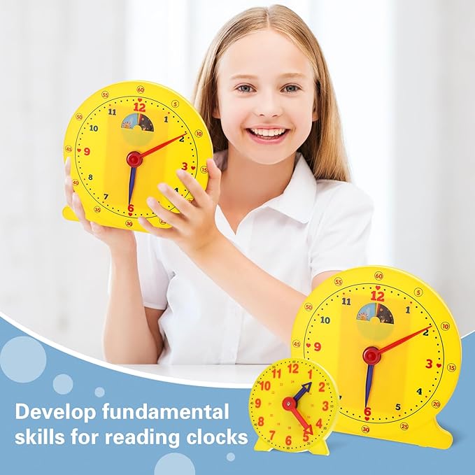 Lenwen 16 Pcs Classroom Clock Kit 24 Hours Learn to Tell Time Teaching Clock Toy - Image 5