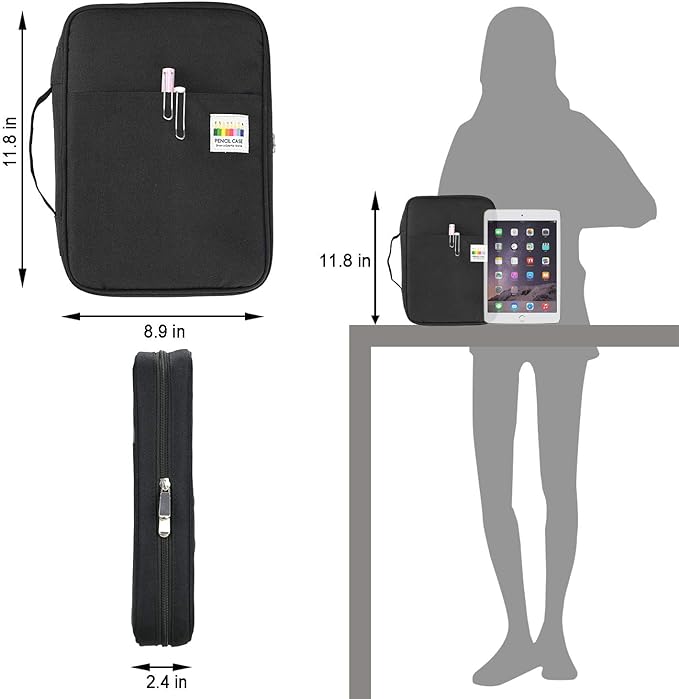 YOUSHARES 166 Slots Colored Pencil Case, 110 Slots Gel Pens fo Coloring Case Organizer, Handy Multilayer Color Pencil Holder for Glitter Gel Pens, Refills, Colored Pencils for Adults & Artist (Black)