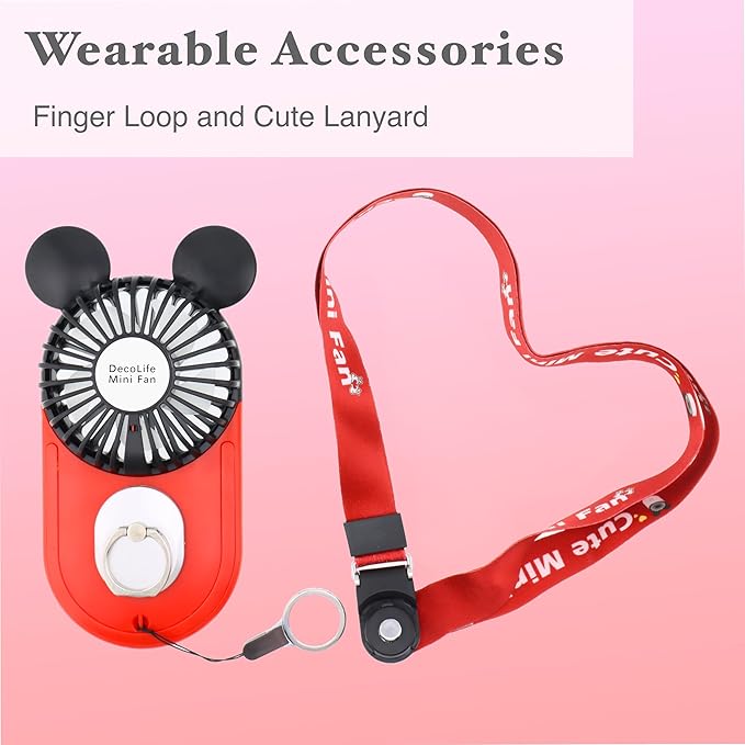 Cute Handheld Mini USB Fan, Rechargeable Portable Fan, 3 Adjustable Speeds and - Image 4