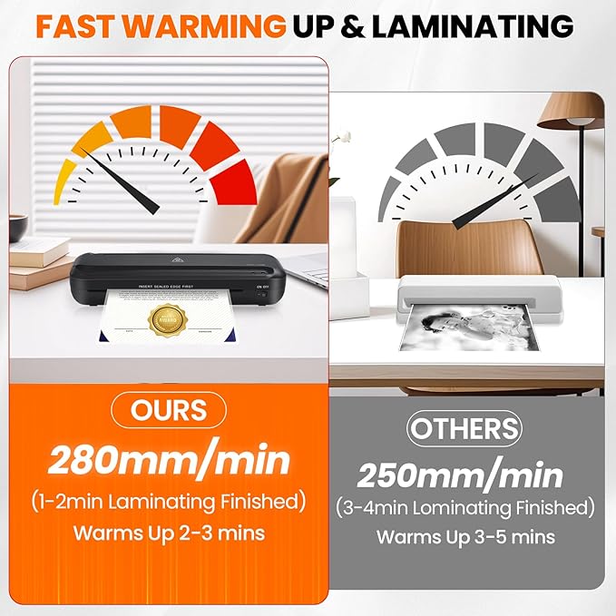 CAREGY 9-Inch Thermal Laminator Machine for Documents and Photos, Easy to Use for Office, School, Business and Home- Black
