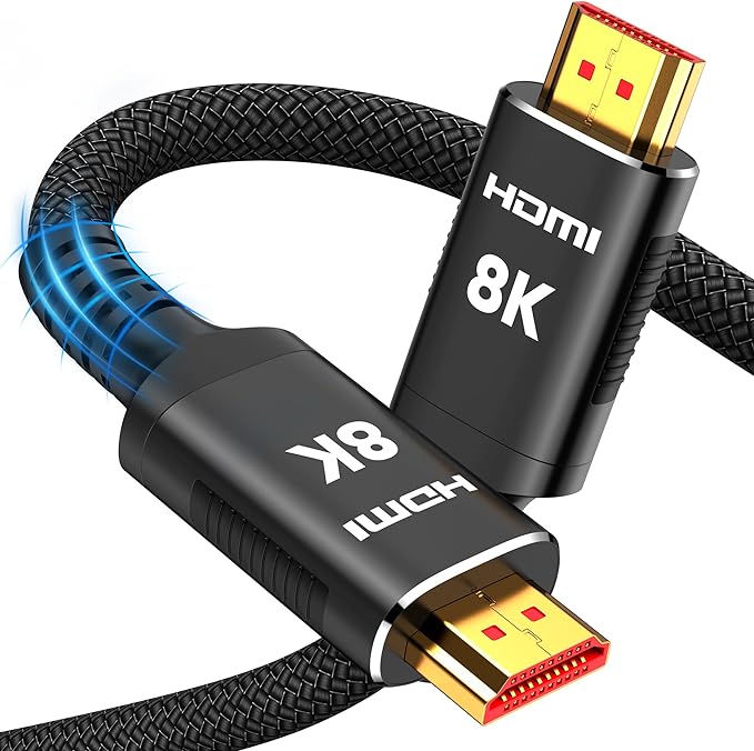 Snowkids 8K HDMI Cable 8 FT, Non-Slip Nylon Braided, 48Gbps Ultra High-Speed by Snowkids
