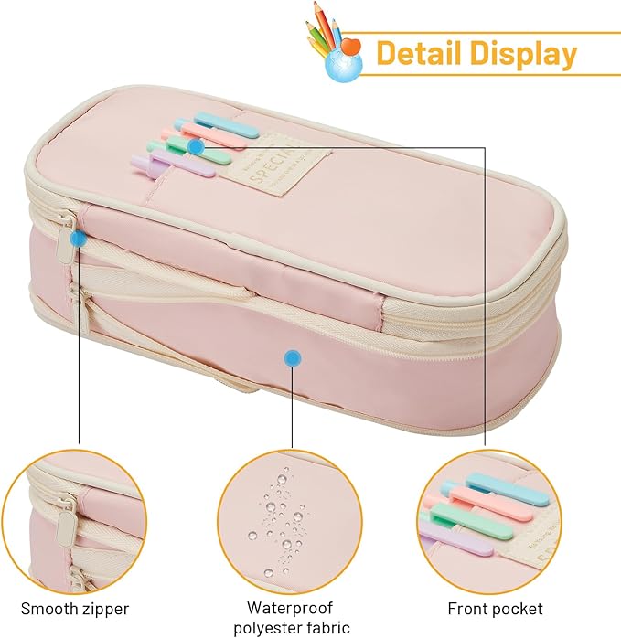 Sonuimy Large Capacity Pencil Case Pouch, Cute Aesthetic Big Capacity Zipper Pencil Cases Pen Portable Office Stationery Makeup Bag, Desk Organizer for College Adults Women Men- Green