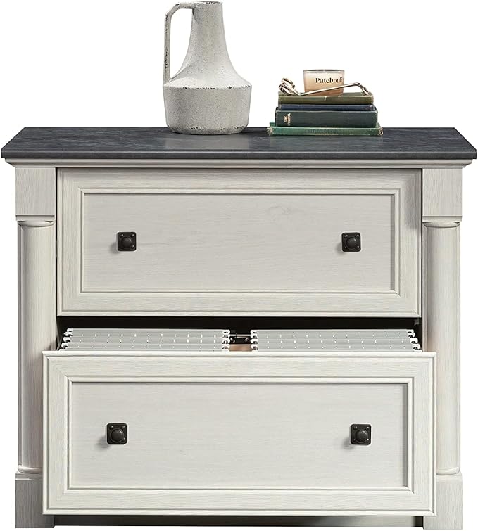 Sauder Palladia 2 Drawer File Cabinet, Lateral Filing Cabinets for Home Office, Hanging File Folders Organizer, Interlocking Drawers, in Glacier Oak Finish