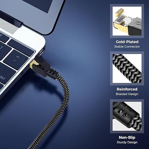 Cat 8 Ethernet Cable 6FT, High-Speed Braided Internet Cable Network Cord - Image 4