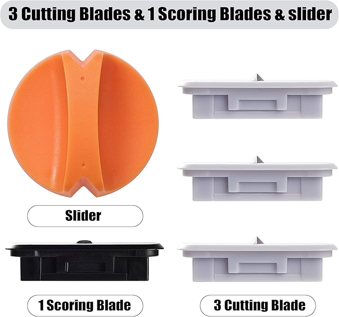 4-Pack Trimmer Replacement Blades for Fiskars Paper Trimmer, Replacement Blade for All Series of Fiskars/Portable&Precision Trimmer,Arts and Crafts,3 Cutting&1 Scoring Blades,a Slider,Orange