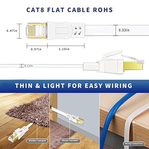Cat 8 Ethernet Cable 20FT, High Speed Heavy Duty Cat8 Internet Ethernet Cable - Image 3