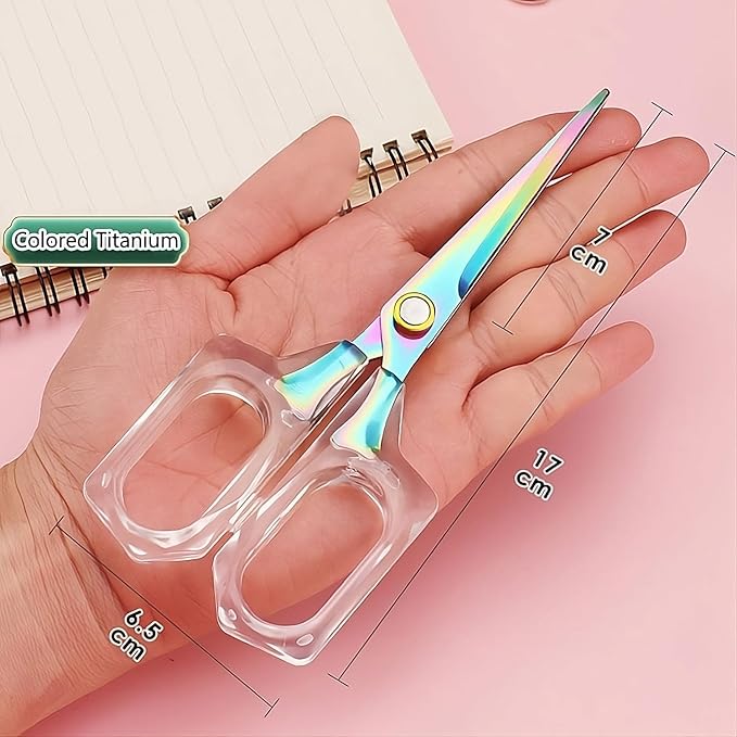 Jasni 6.5 inch Transparent office School scissors Comfort-Grip stainless steel Sharp student handmade household rust resistant non adhesive Craft Sewing scissors (6.5 Inch)