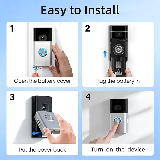 Doorbell Battery Chager Kit 3 Packs 6040mAh Ring Doorbell Replacement Battery - Image 6
