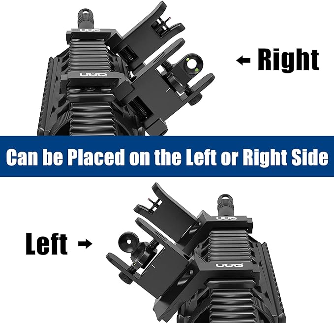 UUQ 45 Degree Offset Fiber Optic Iron Sights, Flip Up Front Rear Sites - Image 3