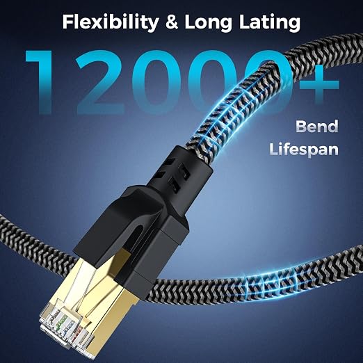 Cat 8 Ethernet Cable 26FT, High-Speed Braided Internet Cable Network Cord - Image 6