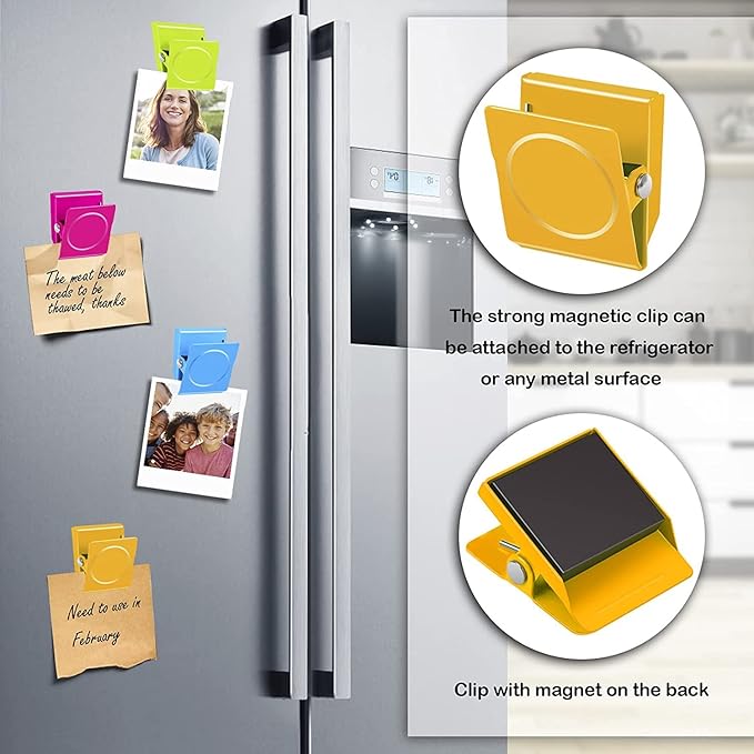 Grtard 24 Pack Magnetic Clips Heavy Duty, Colorful Strong Fridge Magnet Clips Heavy Duty, Metal Magnet Clips for Fridge, clip Magnets, Magnetic Clips for Refrigerator, Locker, Whiteboard, Home, Office