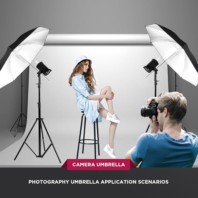 33" Black/Silver Reflector Umbrella Kit, Photography Umbrella Lighting Reflector - Image 7