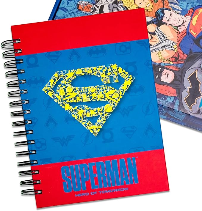 Superhero Academic Planner, Weekly Monthly Daily Agenda, Custom Date Organizer for Time Management, Spiral Bound Notebook with Colorful Tabs,Datebooks for Middle or High School Student (Blue Red)