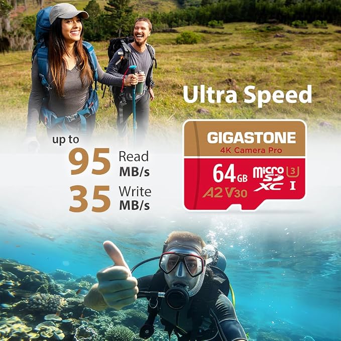 【5-Years Data Recovery】 GIGASTONE 64GB Memory Card 2 Pack 4K Pro Camera - Image 2