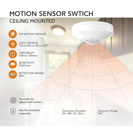 RAYZEEK DC 12/24V 10A Low Voltage Ceiling Sensor Pir Occupancy Motion Detector - Image 3