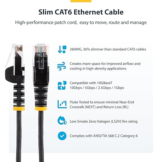 StarTech.com 6in Red Slim CAT6 Ethernet Cable, Snagless RJ45, 28AWG Pure Bare - Image 2