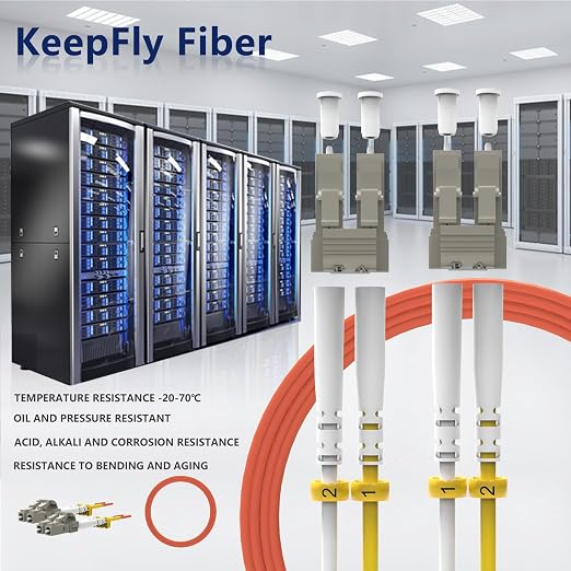 OM1 LC to LC Fiber Patch Cable 20m/66ft, Length Options:0.2m-20m, 1G/10GB - Image 6