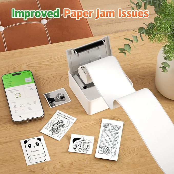 iDPRT Mini Printer with 1 Roll Sticker Paper, Portable Sticker Maker Machine Efficiently and Quickly, Thermal Printer for Study Notes, Pictures, DIY, Label, Free App with Multiple Templates, Gray