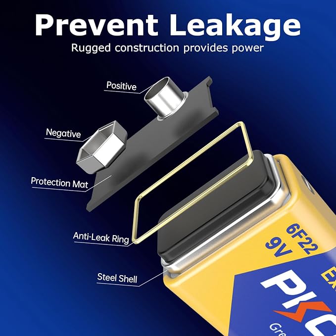 PKCELL 9V Batteries, 4 Pack 9 Volt Batteries Carbon Zinc, 9V Battery - Image 3