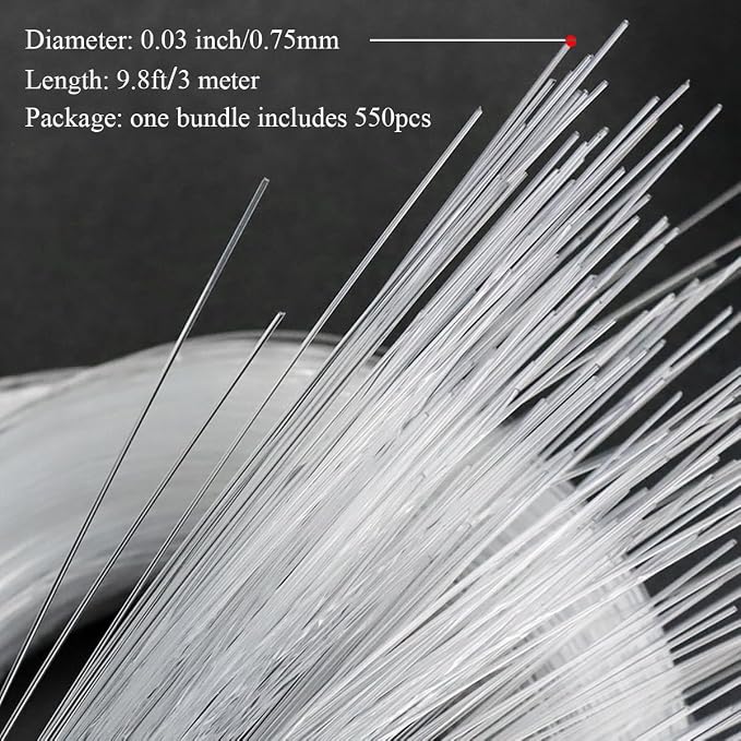 AKEPO End Glow Fiber Optic Light Cable 9.8ft/3m*550pcs*Ф0.03in/0.75mm, PMMA - Image 4