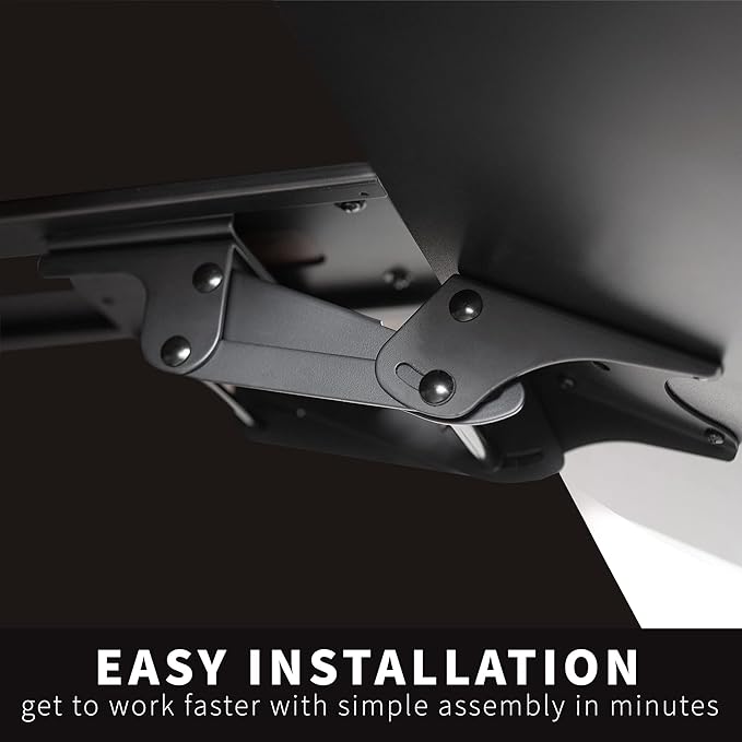 VIVO Adjustable Computer Keyboard and Mouse Platform Tray, Ergonomic Under Table Desk Mount Drawer Underdesk Shelf, Dark Wood Top, Black Frame, MOUNT-KB03D