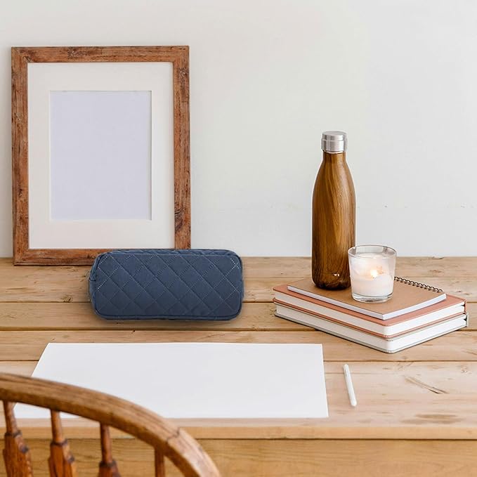 Della Gao Small Pencil Case Large Capacity Pencil Pouch Marker Pen Bag Coin Pouch Office Stationery Organizer (Dark Blue)